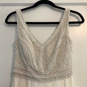 Adrianna Papell White Beaded Dress Size 0